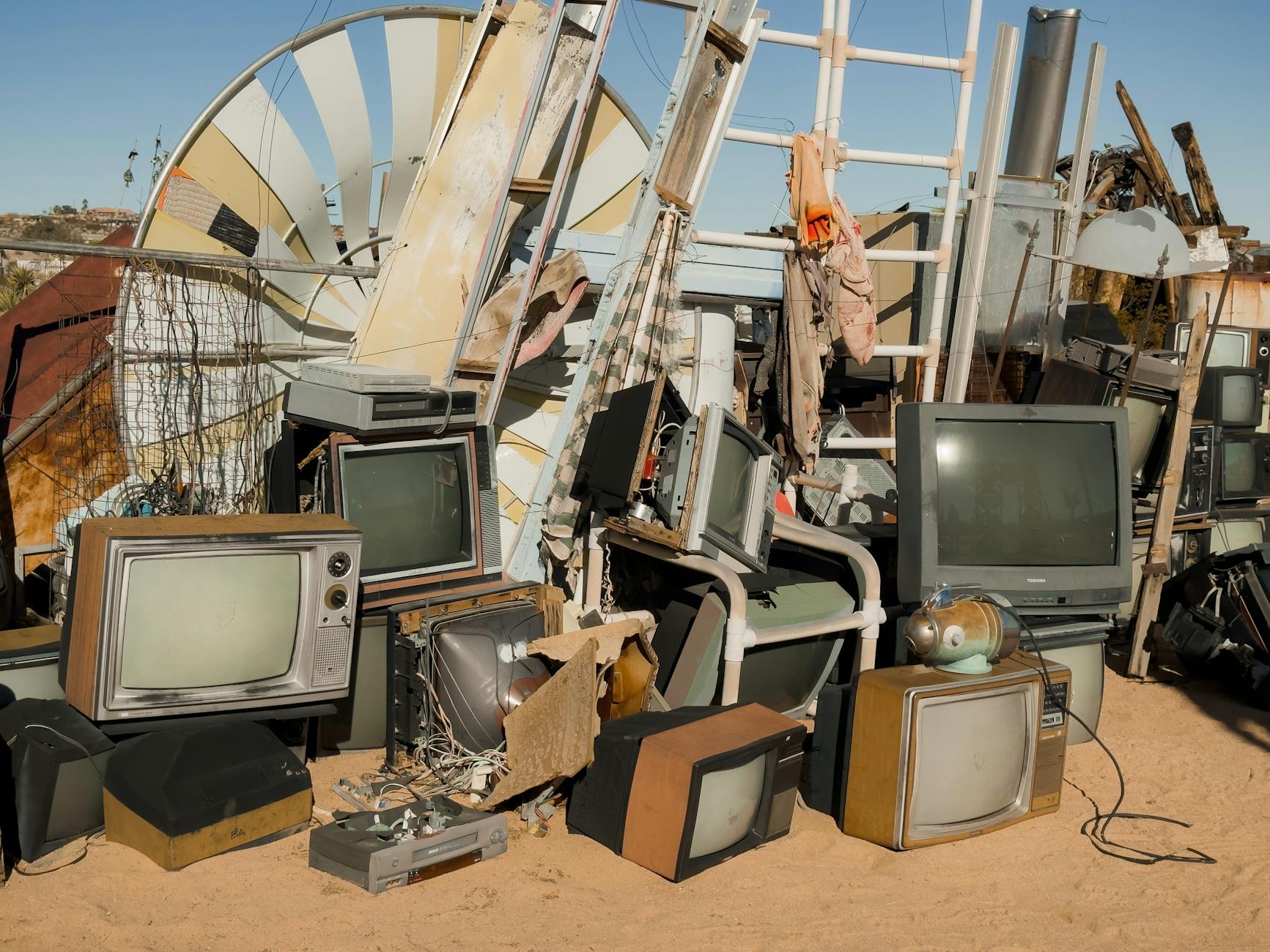 obsolete televisions on junk yard